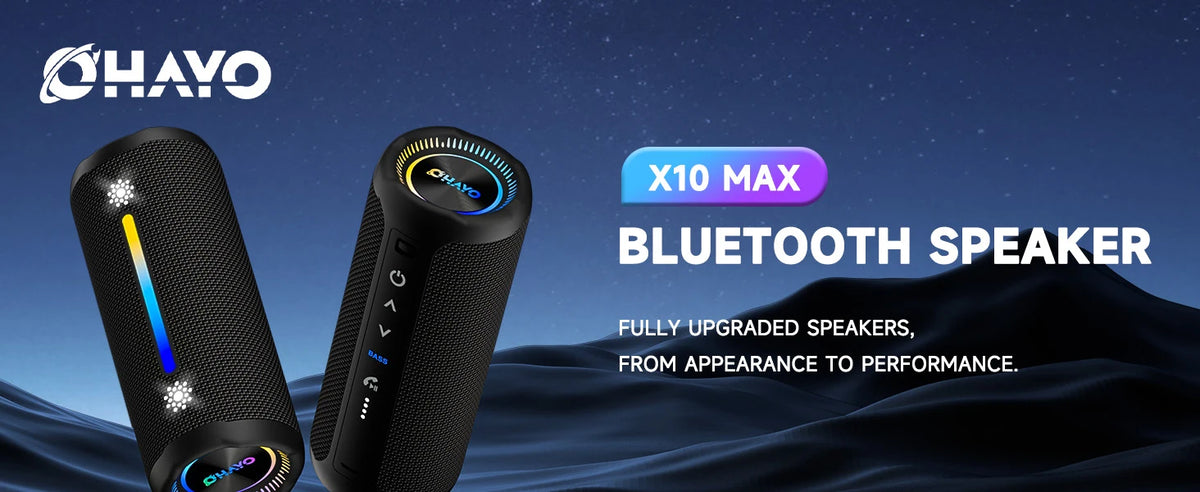 OHAYO Bluetooth Speaker with LED Light 35W HIFI Outdoor Loud Speaker IPX7 Waterproof, Enhanced Bass Sound, Wireless Stereo Pairing, Portable Wireless Speakers for Home Travel Sport