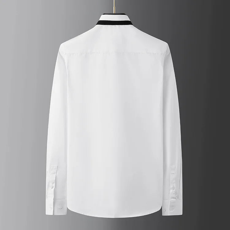 Personalized Design Spliced Men's Shirt Cotton Long Sleeve Casual Shirts Handsome Versatile Business Social Banquet Dress Shirt