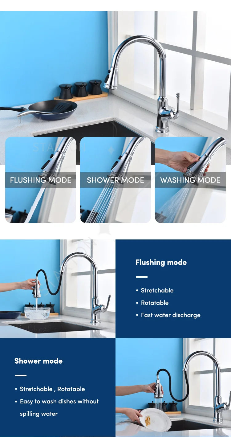 Digital Display Brass Pull Out Waterfall Faucet Nano Black Multifunctional Kitchen Sink With Digital Display and Light