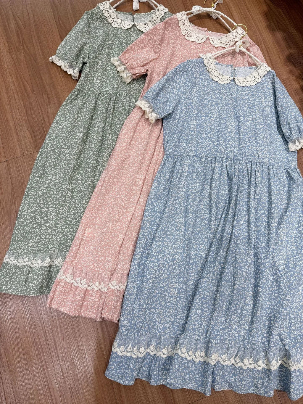 Vintage Ruffled Cotton Linen Flower Dress Women's New Summer Peter Pan Collar Short Sleeve Loose Boho Dress Casual Midi Vestidos