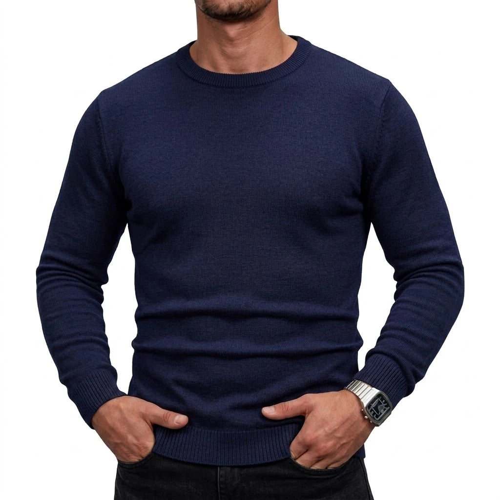 Mens Long Sleeve Knit Jumper Timeless Crew Neck Relaxed Pullover Cozy Knit Tops Business Office Apparel Thermal Knit Tees