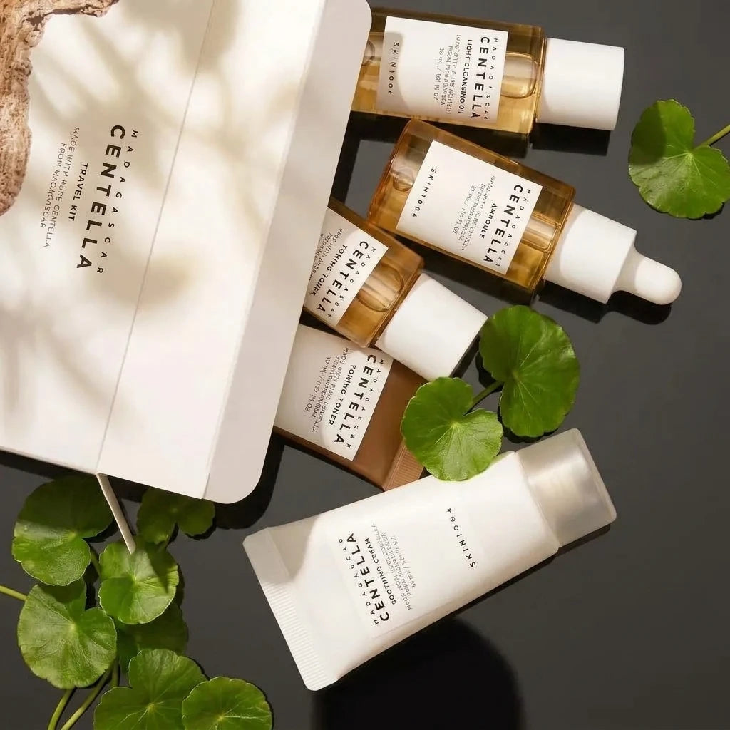 SKIN1004 Travel Set Centella Asiatica Skincare Set Cleansing Oil Foaming Lotion Ampoules Toner Face Cream Soothing Whitening Set