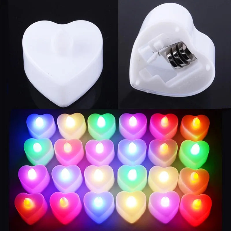 Flameless Led Candle Heart-shaped Electronic Battery-Power Tealight Candles for Home Christmas Party Wedding Decoration