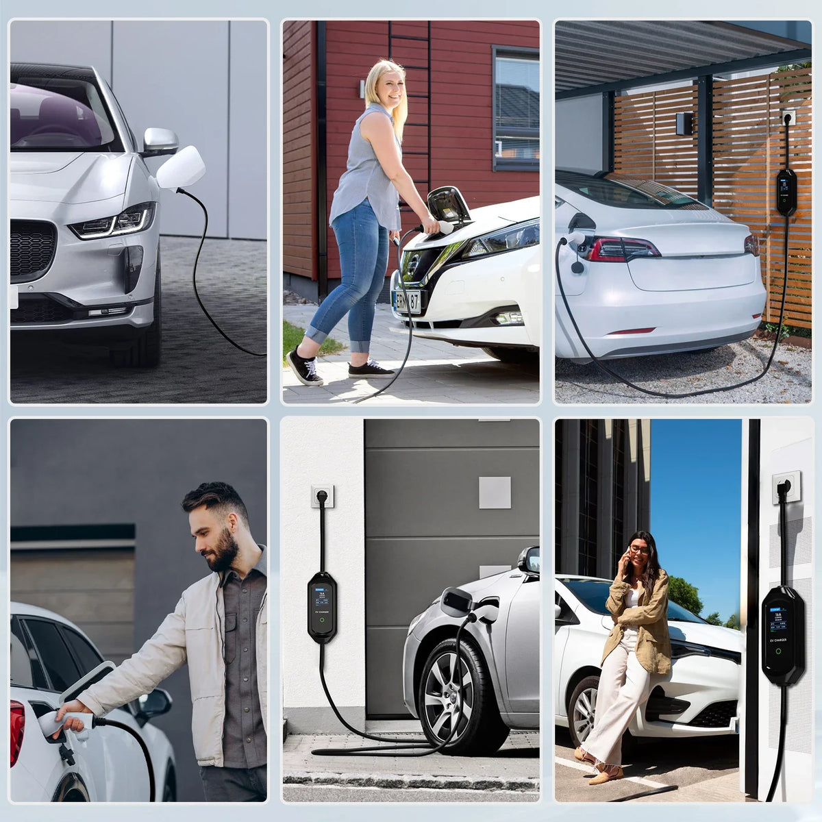 AFYEEV 3600W Portable Type1 SAE J1772 EV Charger GBT Electric Car Charger EVSE Charging Cable EU Plug WiFi Bluetooth APP Control