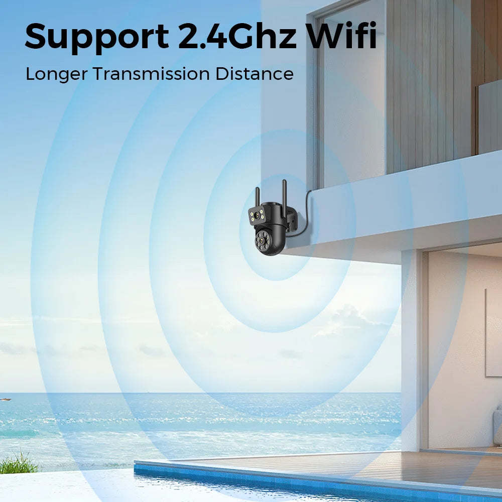 Dual Screen WiFi Security Camera 4K 8MP Dual Lens Surveillance Camera Human Detection Night Vision 5X Zoom Home Outdoor Security