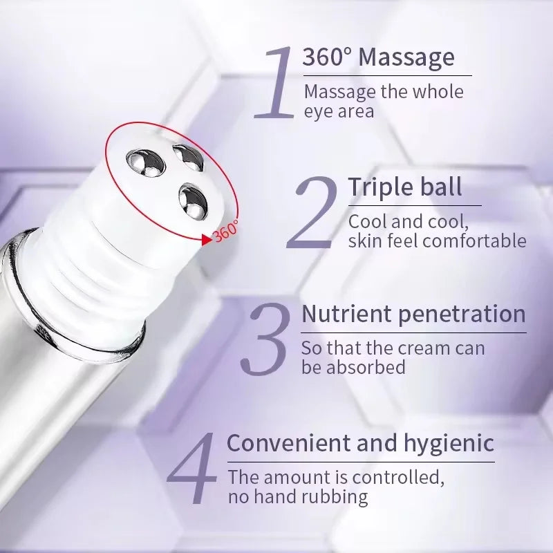 Anti Wrinkle Anti Dark Circle Eye Cream Roller Massager Moisturizing Eye Bags Anti Aging Hyaluronic Acid Eye Skin Care Products