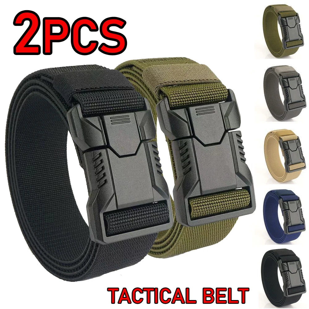 Nylon Tactical Belt Men Automatic Buckle Quick Release Military Belt Outdoor Casual Workwear Training Pants Heavy Duty Web Belt