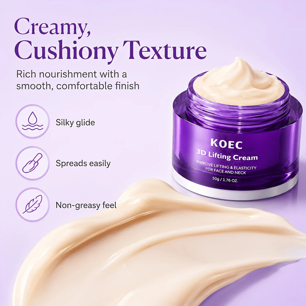 3D Lifting Cream, Firming Skin with Plant Squalane, Shea Butter & 16-Peptide Complex, Improves Uneven Skin Tone, Suitable for All Skin Types, Hydrating & Moisturizing Face Cream, 50g/1.76oz