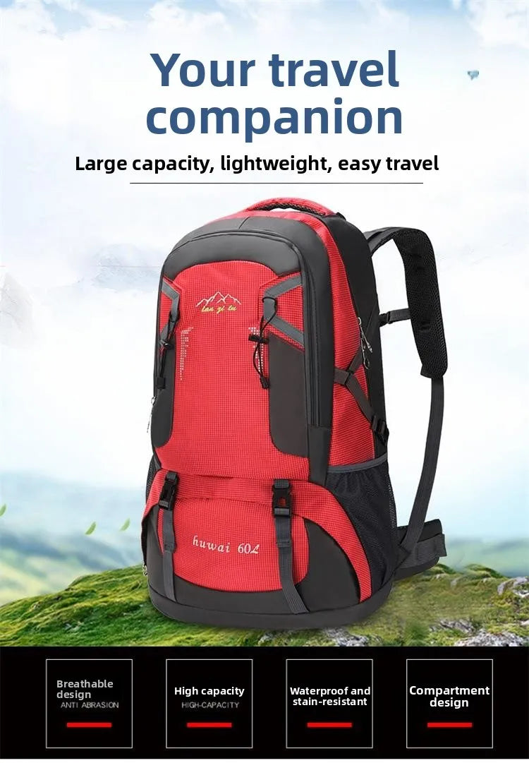 Outdoor Travel Backpack 60L Large Capacity Men's Women's Climbing Bag Luggage Multifunctional Bookbag Lightweight Waterproof