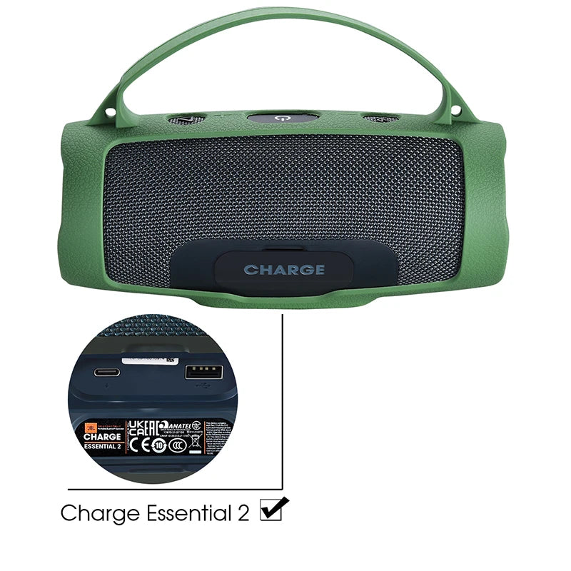 Bluetooth Speaker Case Soft Silicone Cover Skin With Strap Carabiner for JBL Charge Essential 2 Wireless Bluetooth Speaker Bag