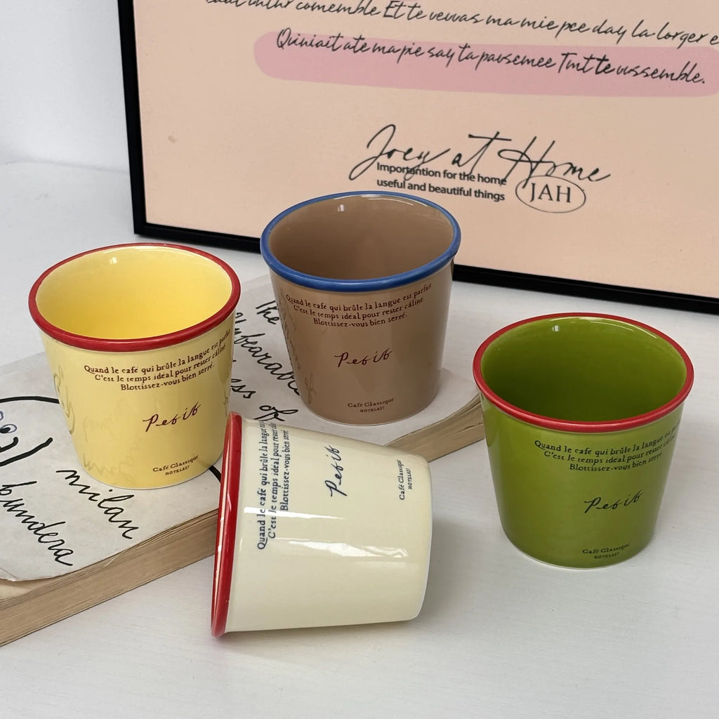 Paper  Shaped Coffee  Retro Mug Hand-held Colorful Letter Ceramic Cup Breakfast Milk Cup
