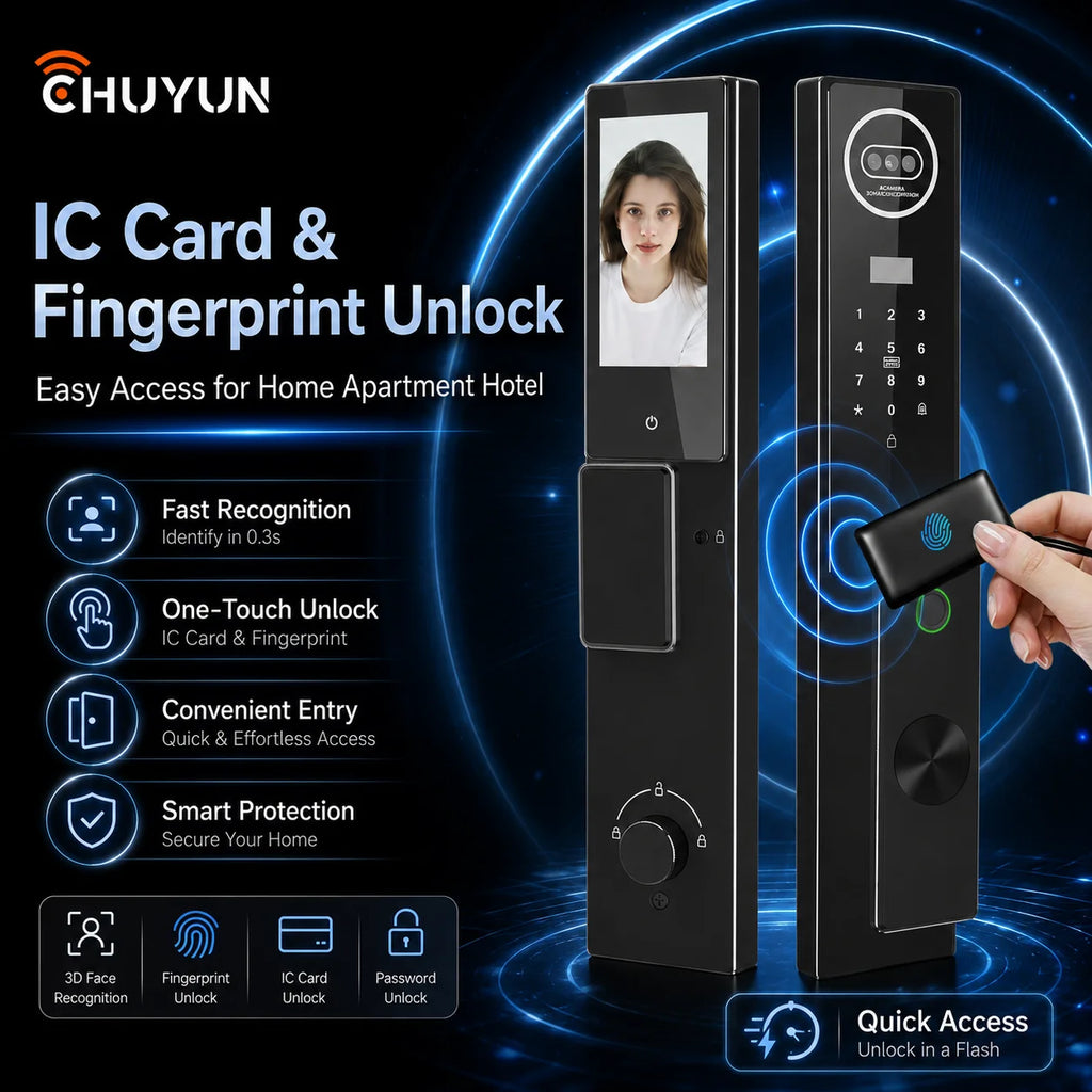 Tuya Smart WiFi Door Lock with Face Recognition Fingerprint Password IC Card Digital Keyless Entry