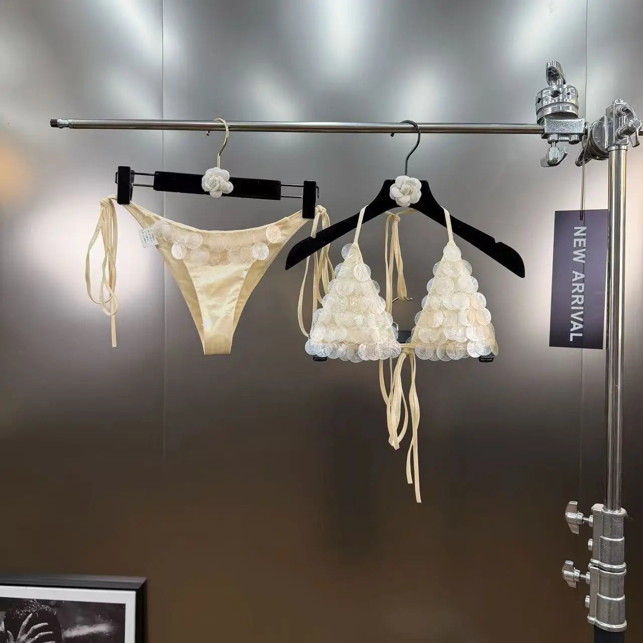 Sequin Bikini Set Swimsuit Women Vacation Sexy Lingerie Harness Summer Beachwear Female Bras Beach Swimwear Set Bralette Halter