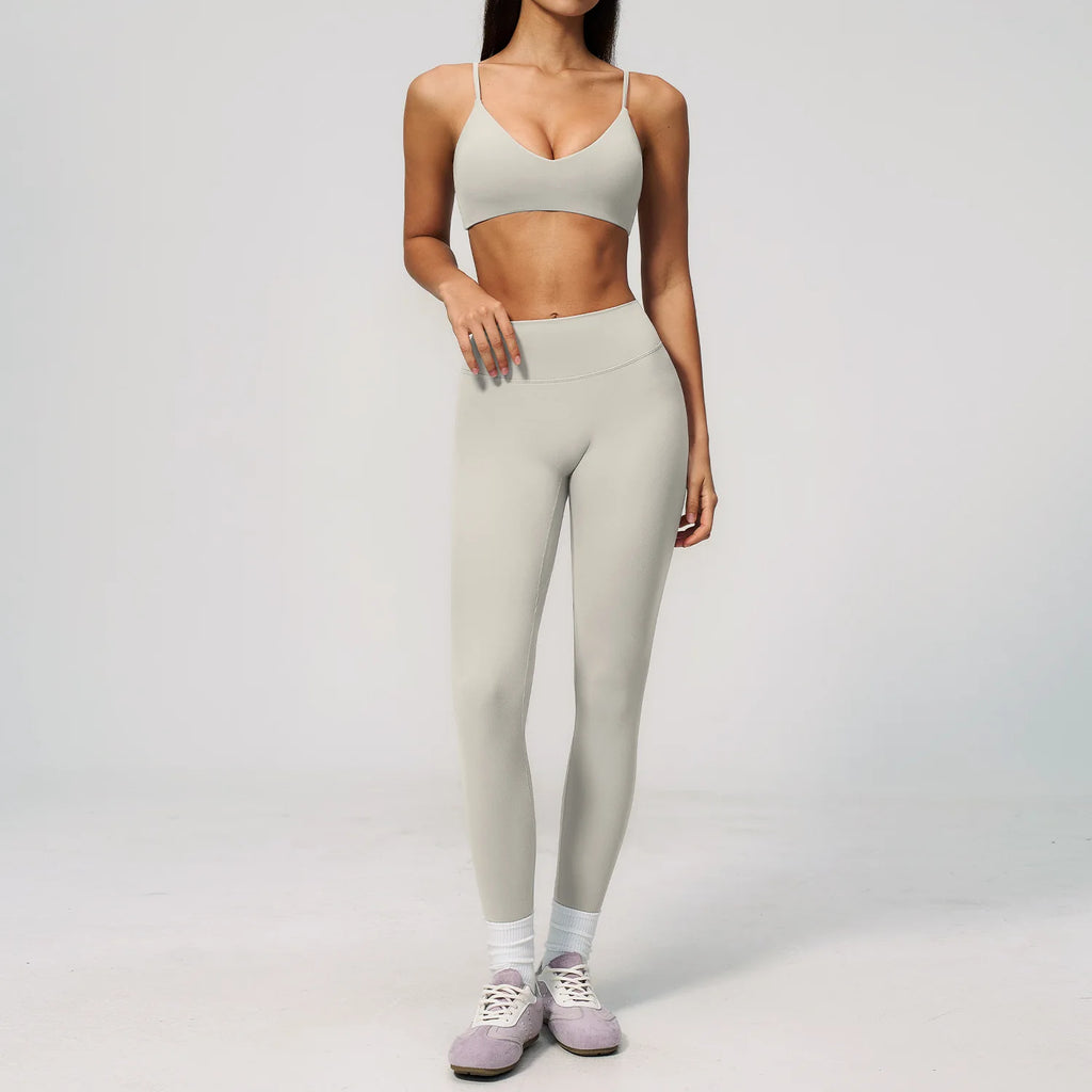 2PCS Yoga Suit Women's Tracksuits Gym Clothes Running Workout Outfits Sports Bra Middle Pants Athletic Wear Female Yoga Clothing