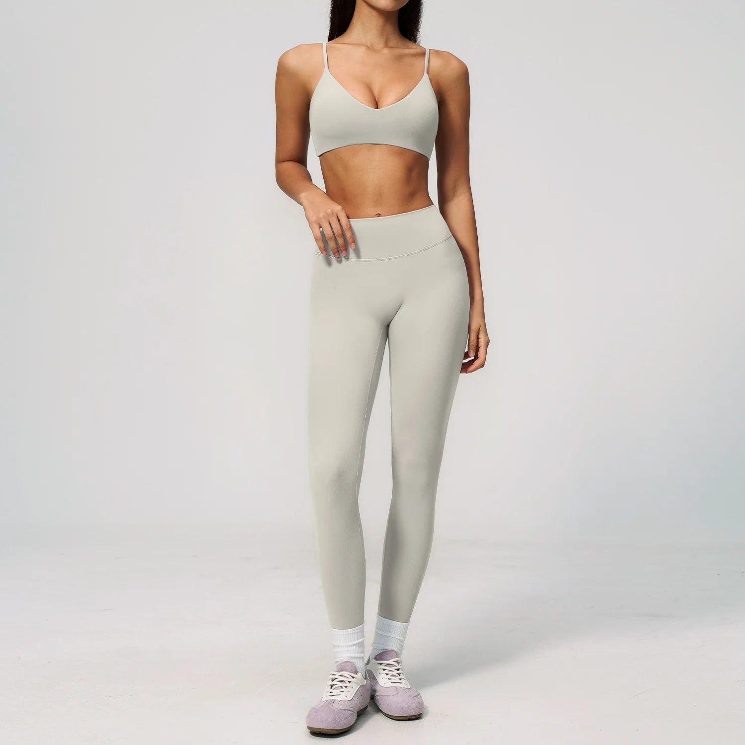 2PCS Yoga Suit Women's Tracksuits Gym Clothes Running Workout Outfits Sports Bra Middle Pants Athletic Wear Female Yoga Clothing
