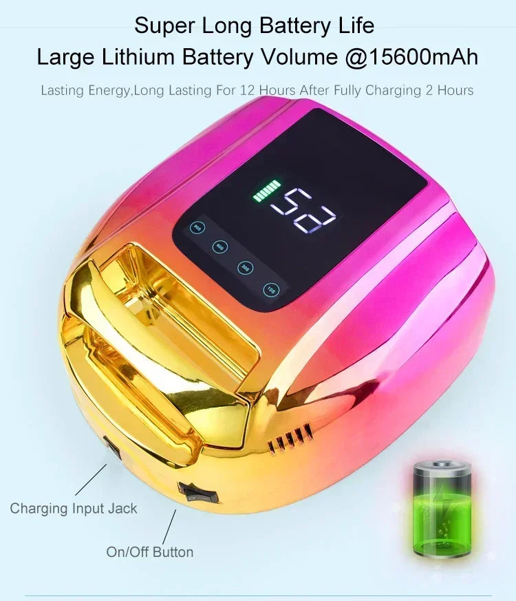 Dual Light Source Rechargeable Nail Lamp with Mirror Bottom Cordless Gel Polish Dryer Pedicure Machine Wireless Nail UV LED Lamp