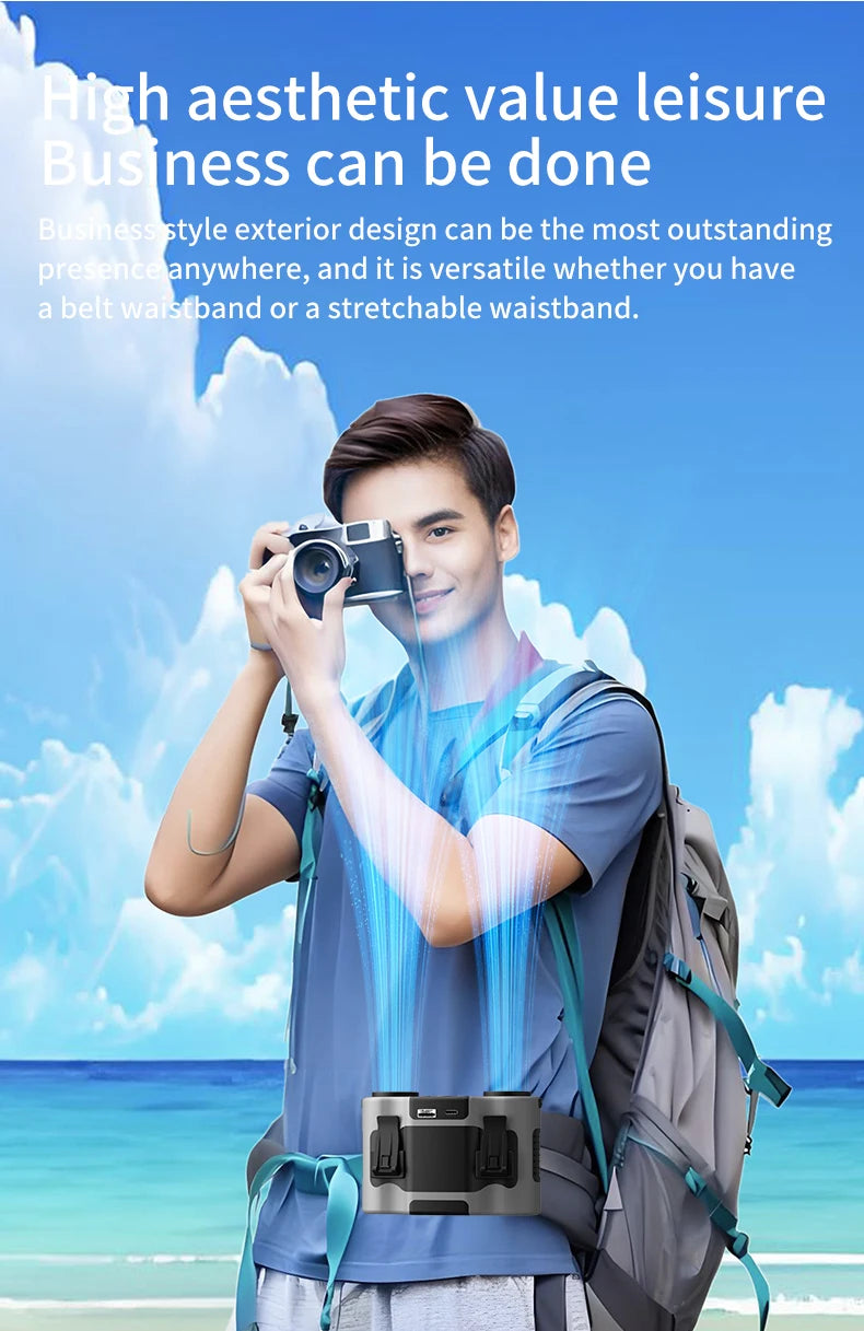 Portable Waist Clip Fan Mini USB Charging Hanging Fan with LED Flashlight Outdoor Single/dual Air Outlet Fan 20000/10000Mah F6/7