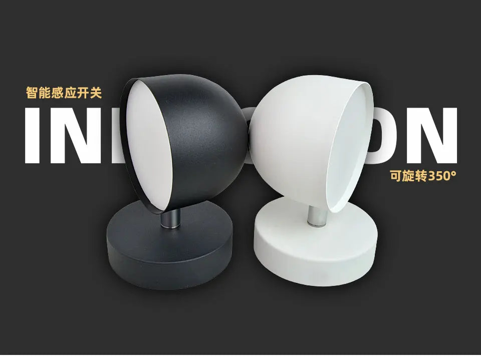 LED Indoor Wall Lamp Touch Dimming Wall Light 350° Rotatable Black White Lamp Hotel Aisle Bedroom Bedside Reading Wall Sconce