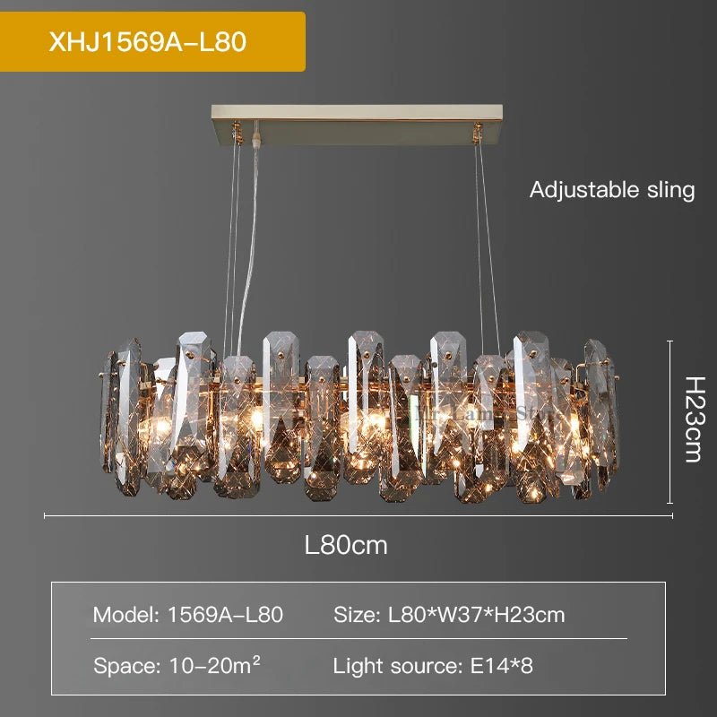 Postmodern Light Luxury LED Crystal Chandelier Atmosphere Dining Room High-end Home Bedroom Kitchen Living Room Pendant Lights