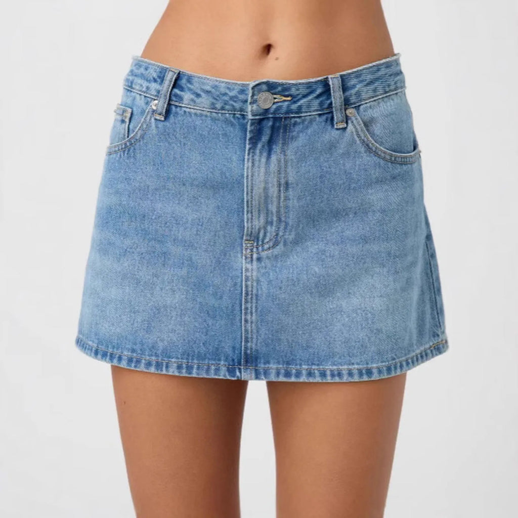 Vintage Denim Mini Skirts for Women Summer Fashion High Waist Straigth Short Faldas Casual Streetwear Classic Jean Skirt