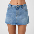 Vintage Denim Mini Skirts for Women Summer Fashion High Waist Straigth Short Faldas Casual Streetwear Classic Jean Skirt
