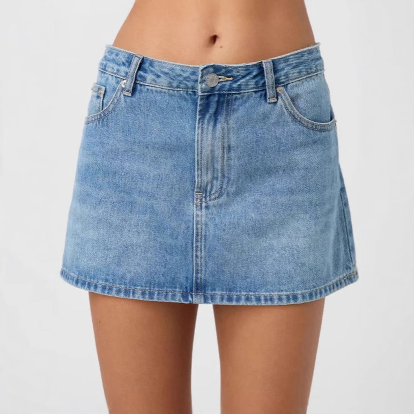 Vintage Denim Mini Skirts for Women Summer Fashion High Waist Straigth Short Faldas Casual Streetwear Classic Jean Skirt