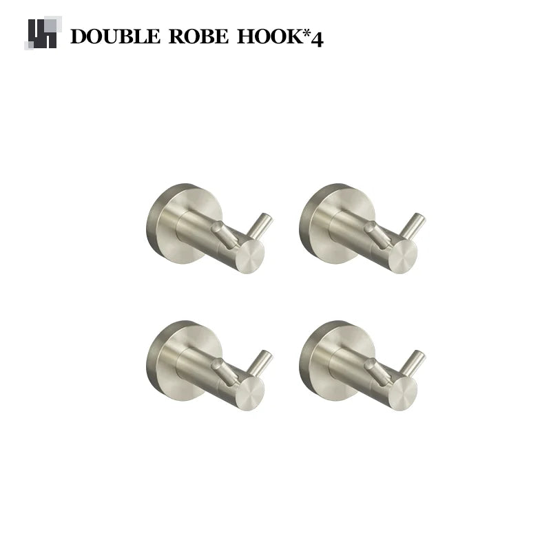 Brushed Nickel Wall Mount Stainless Steel Bathroom Hardware Set Towel Bar Towel Ring Paper Holder Robe Hook Bathroom Accessories