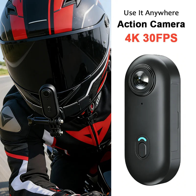 4K UHD Motorcycle Mini Action Camera Body POV Magnetic 30M Waterproof 2.4G WiFi Small Action Video Vlogging Camcord Helmet Bike