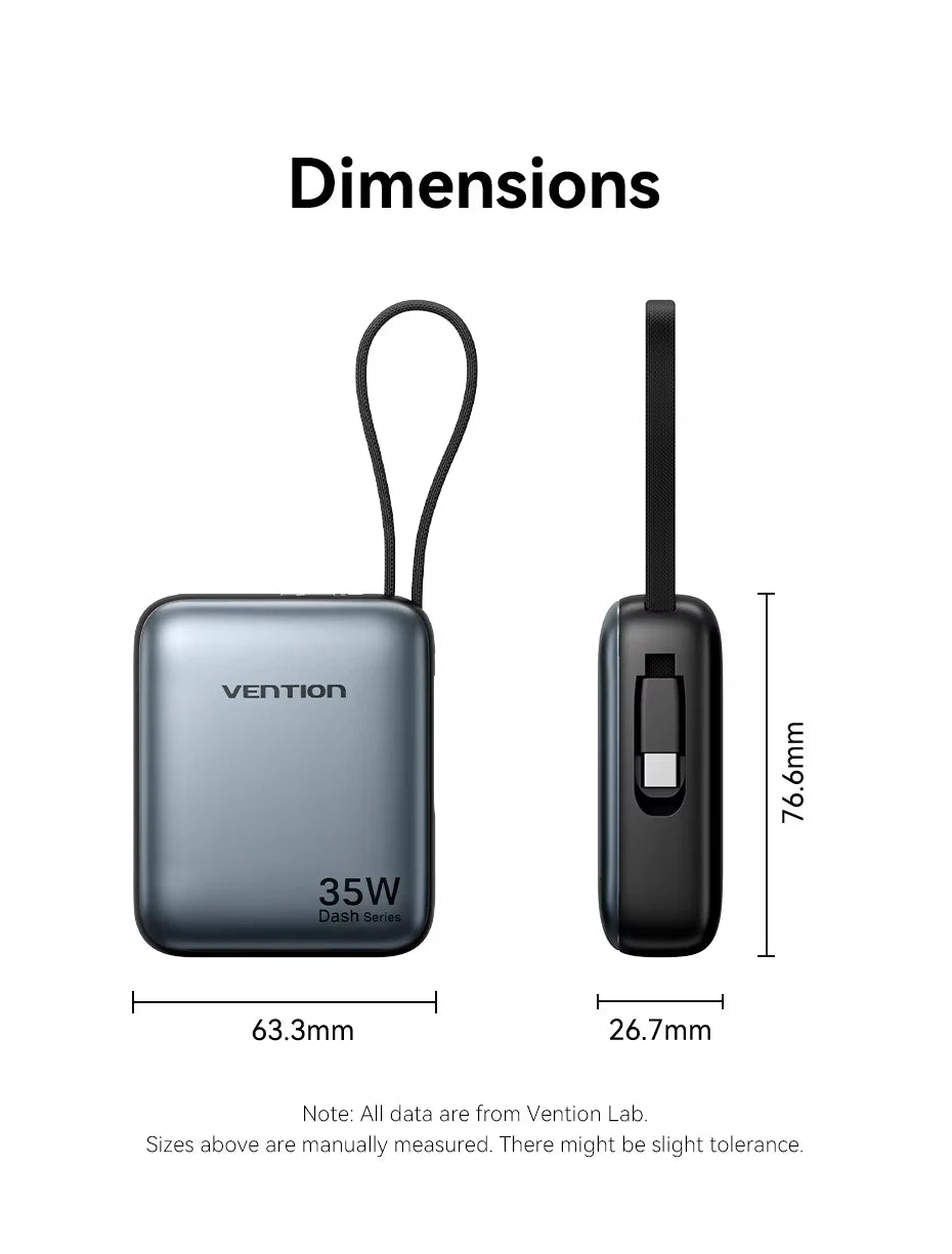 Vention NEW 10000mAh 35W Power Bank Fast Charge Portable Mini 3C PowerBank for iPhone 17 Xiaomi External Spare Battery Charger