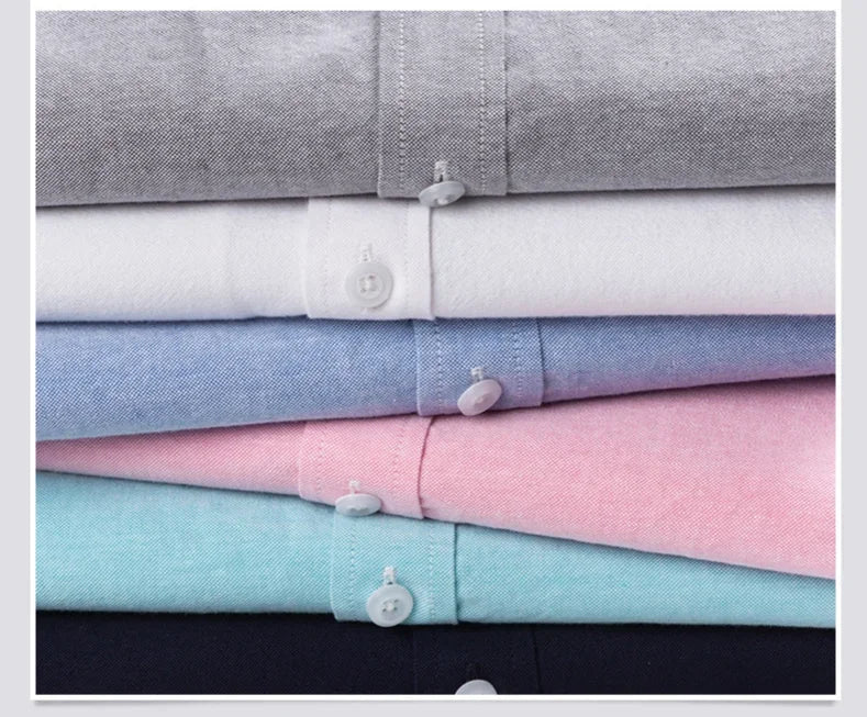 Short Sleeve For Men Shirt 100% Cotton Oxford Casual Without Pocket Solid Men's Dress Shirts Plus Size 6XL