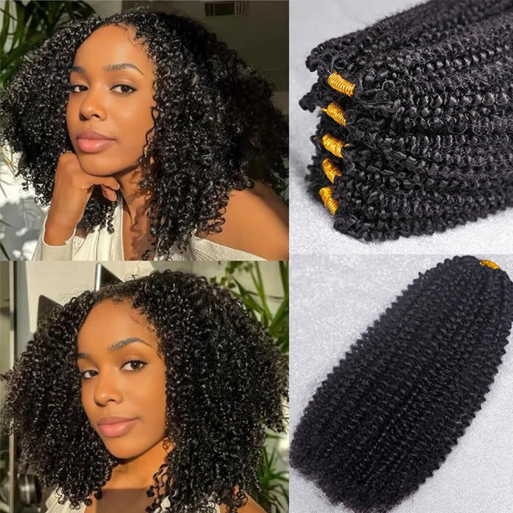 3rd Generation Afro Kinky Curly Crochet Human Hair Extensions 7 Packs Pre Separated Knotless 100% Human Hair Crochet Extension