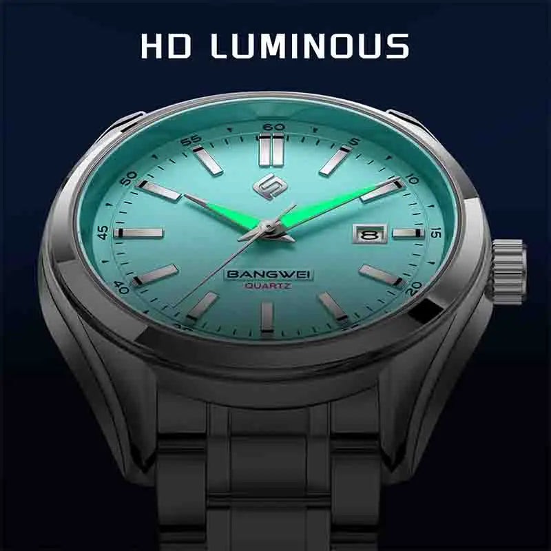 BANGWEI 2025 Business Men's Watch Waterproof Stainless Steel Quartz Watch Luminous Fashion Calendar Watches for Men Reloj Hommes