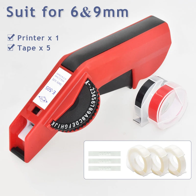 Original Motex E5500 E-505 Manual Label Maker e-5500 Suit For 6/9mm DYMO 3D Embossed Tape Can Replace 1610 12965 1880