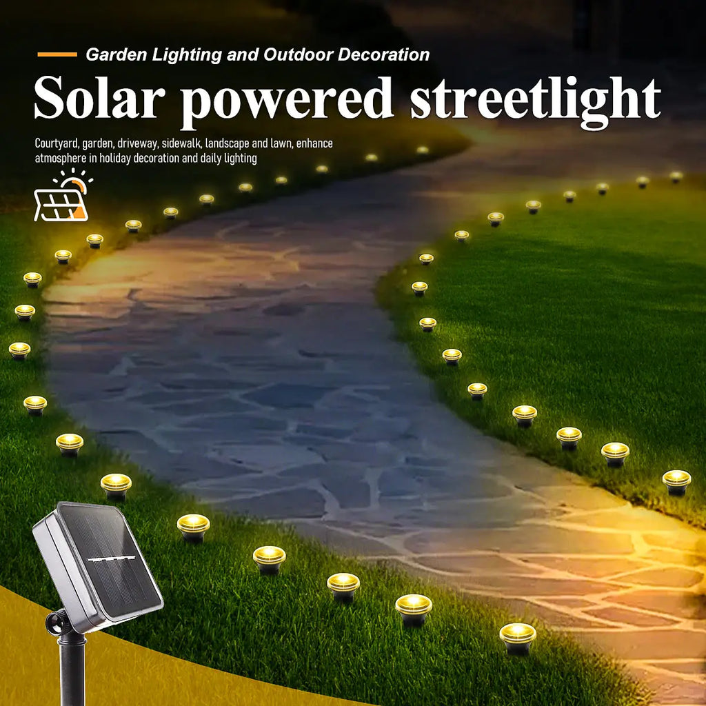 Solar LED Garden Pathway Light 15/30LEDS 8 Modes Outdoor Waterproof Lawn Lamp for Camping Weddings Christmas Holiday Lighting