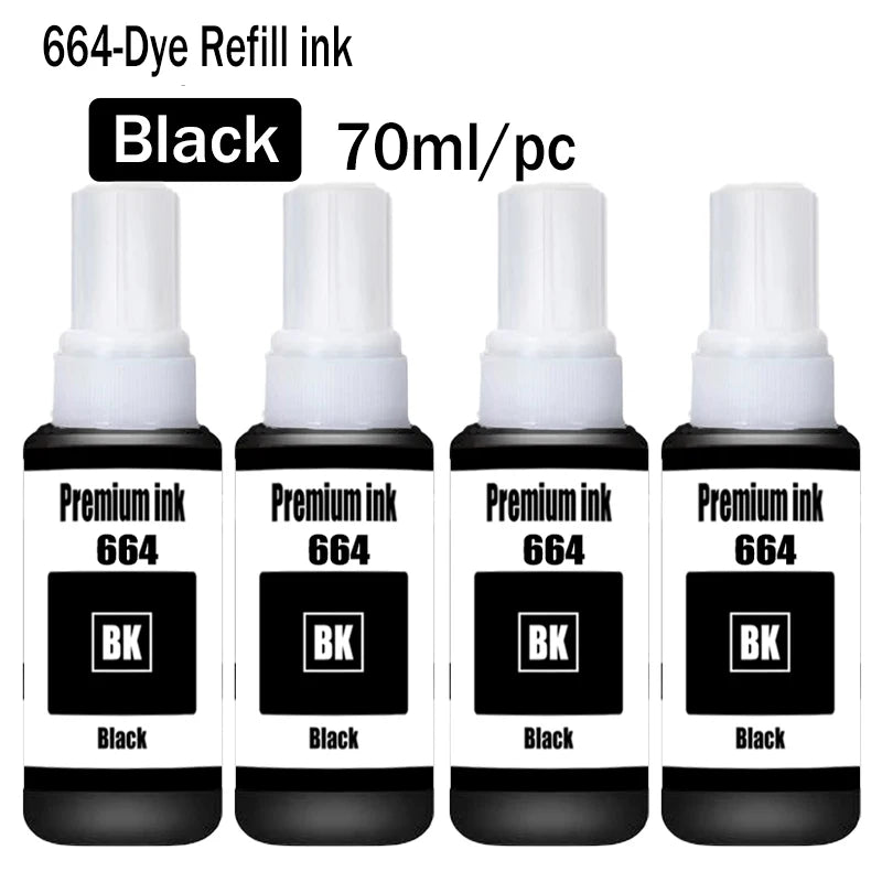 664 Refill ink Premium Ink for Epson T6641 T6642 T6643 T6644 ET-2500, 2550, 4500, 4550, 2600, 2650, 3600, 1650 Printer