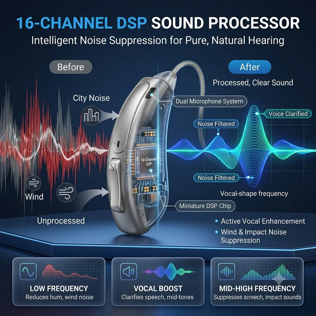 16 Channel Hearing Aid High Quality Bluetooth Hearing Aids Rechargeable for Deafness Intelligent Noise Cancelling Audifonos