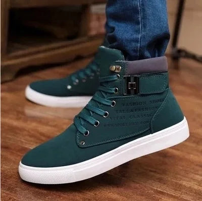 Men's High Top Sneakers Casual Vulcanized Shoes Spring/Autumn Men Shoes High Quality Frosted Faux Suede Casual Platform Shoes