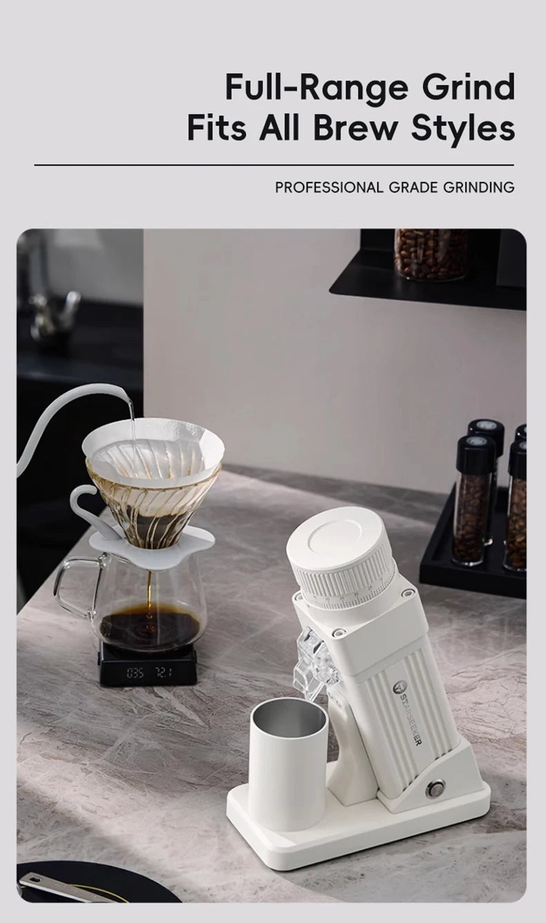 E55Pro Electric Coffee Grinder 55MM Titanium Cone Burr Stepless Adjustment Espresso Brew Coffee Bean Grinder Black