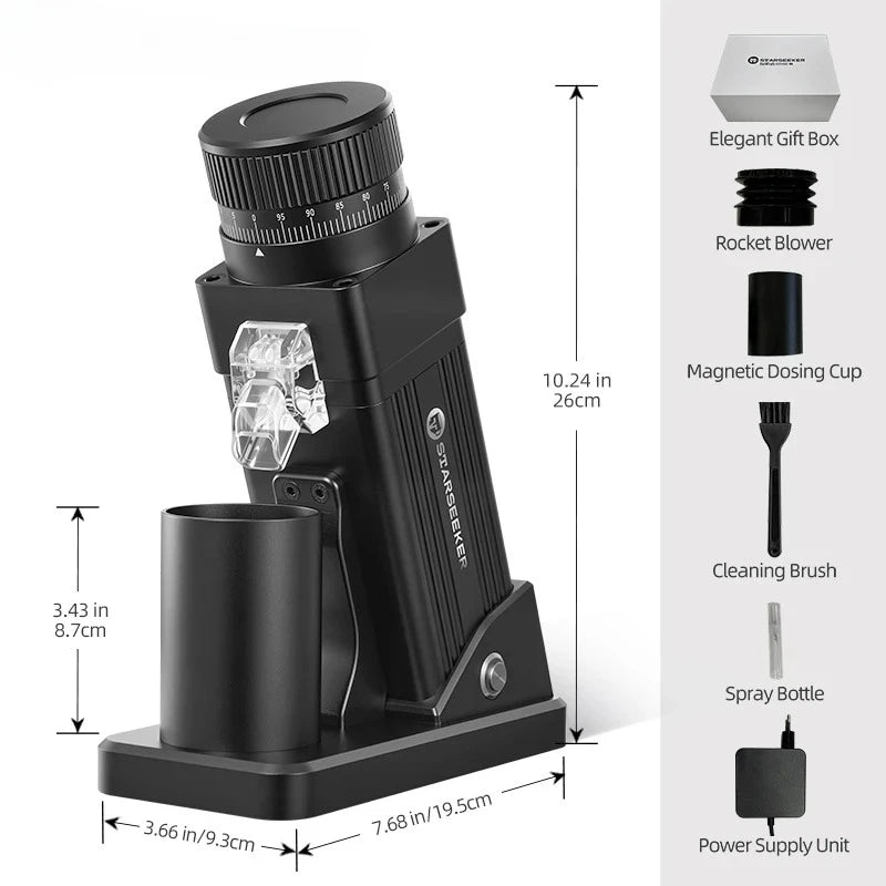 E55Pro Electric Coffee Grinder 55MM Titanium Cone Burr Stepless Adjustment Espresso Brew Coffee Bean Grinder Black