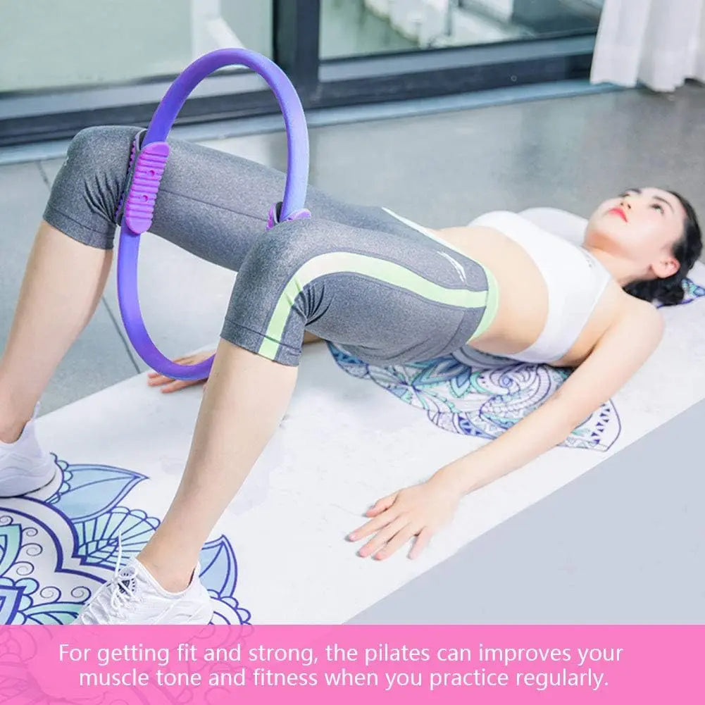 Yoga Pilates Ring Durable Non-Slip Exercise Circle Magic Exercise Circle with Dual Grip for Thigh Pelvic Floor Muscle Training