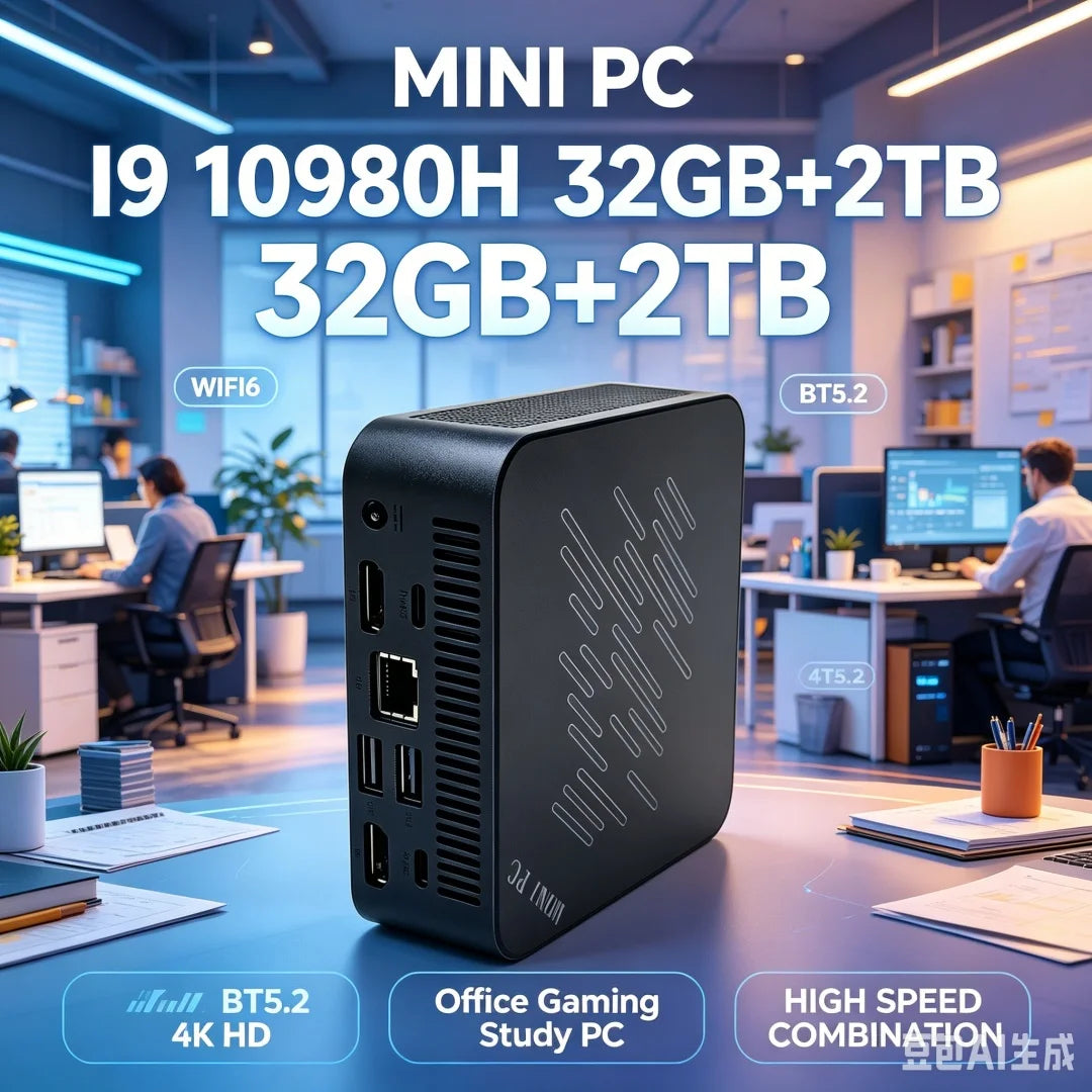 2026 Mini Gaming PC Intel i9-10980HK i3-6100U 16GB 32GB RAM 1TB SSD WiFi 6 BT5.2 4K Mini Desktop Host