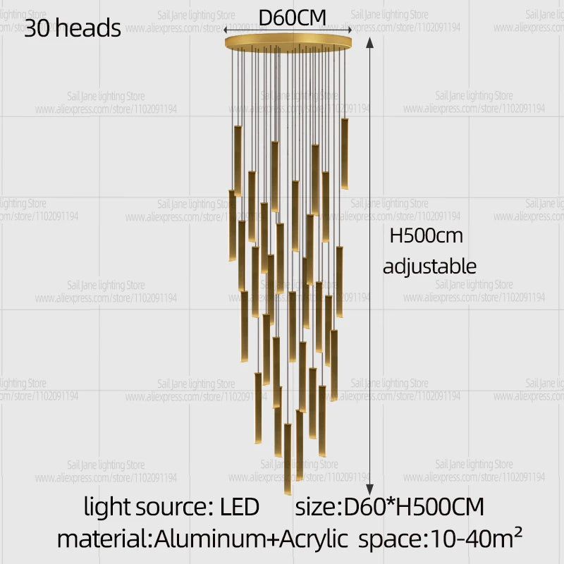 Modern Stair Chandelier Indoor Lighting Ceiling Lamp Attic Room hanging Light LED Chandeliers For Living Room Pendant Lights