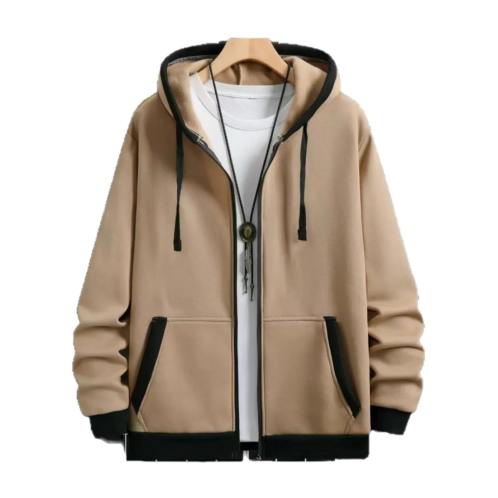 Spring and Autumn Men's Zipper Jacket Warm Windproof Hoodies Thickened Cardigan Sports Long Sleeve Sweatshirts Hooded Coat