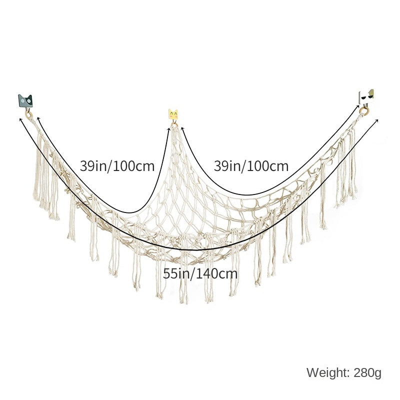 Triangle Toy Net Plush Toy Storage Corner Hanging Cotton Rope Hand-woven Toy Hammock