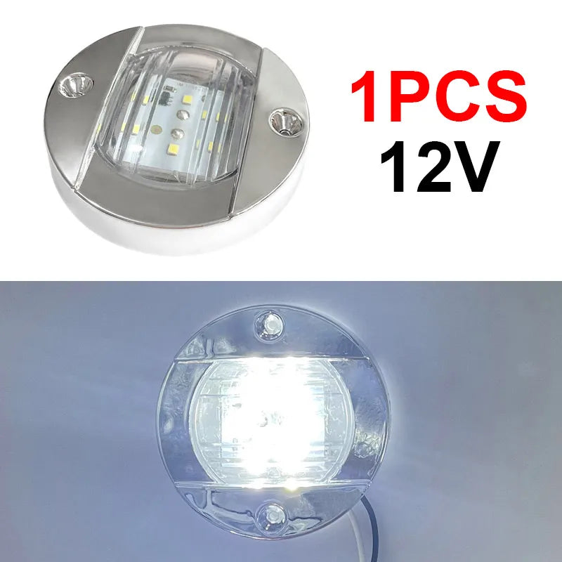 1Pcs DC12V/24V Marine Boat Transom LED Stern Light Round Cold White LED Tail Lamp Yacht Accessory Blue/White/Yellow/Green/Red