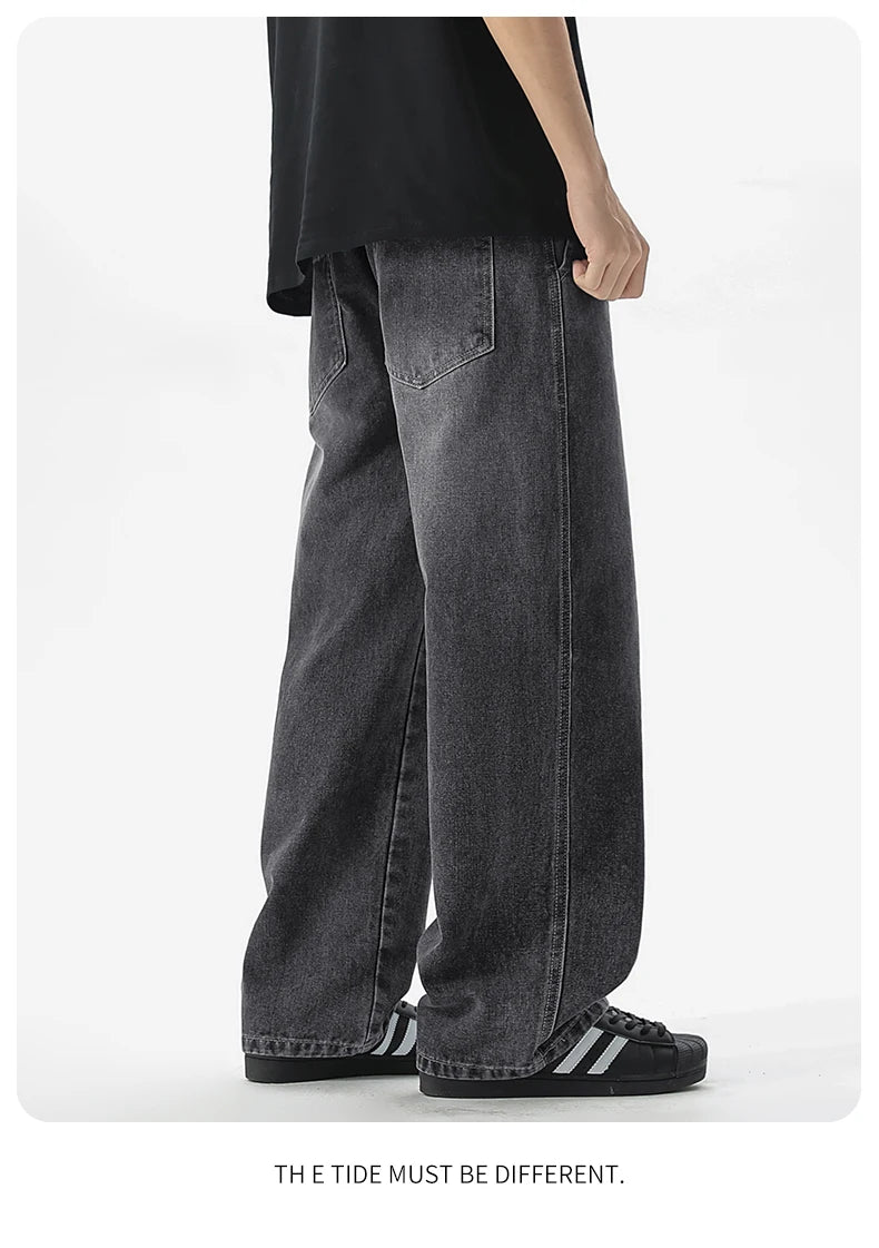 Men's Jeans American Loose Wide-leg Loose Straight Casual Trousers Street Hip-hop Baggy Jeans Black Grey Blue Streetwear Men