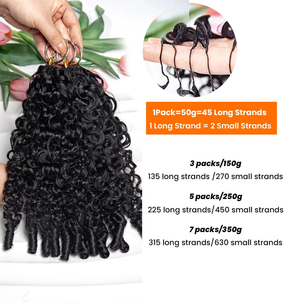 Curly Feather Crochet Human Hair Extensions Knotless Pre Separated Burmese Curly Crochet Extension With Special Curly Ends