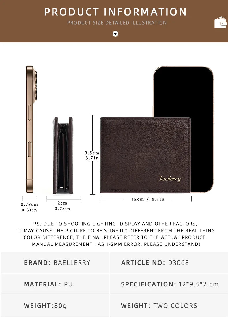 Baellerry Men RFID Wallets New Short Card Holder Simple Male Purses Photo Holder Small Coin Bag Zipper Wallet For Men