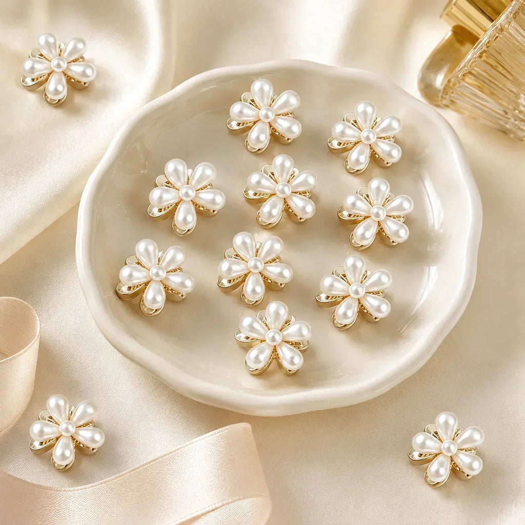 6/10PCS Cute Mini Flower Hair Claw Clips Colorful Opal Hairpins Sweet Small Hair Accessories for Girls Fashion Hair Accessories