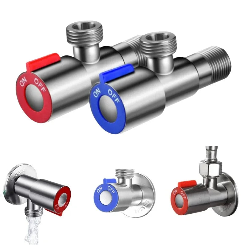 G1/2 Stainless Steel Hot Cold Inlet Valve Toilet Filling Angle Valves Sink Basin Water Heater Faucet for Bathroom Accessories